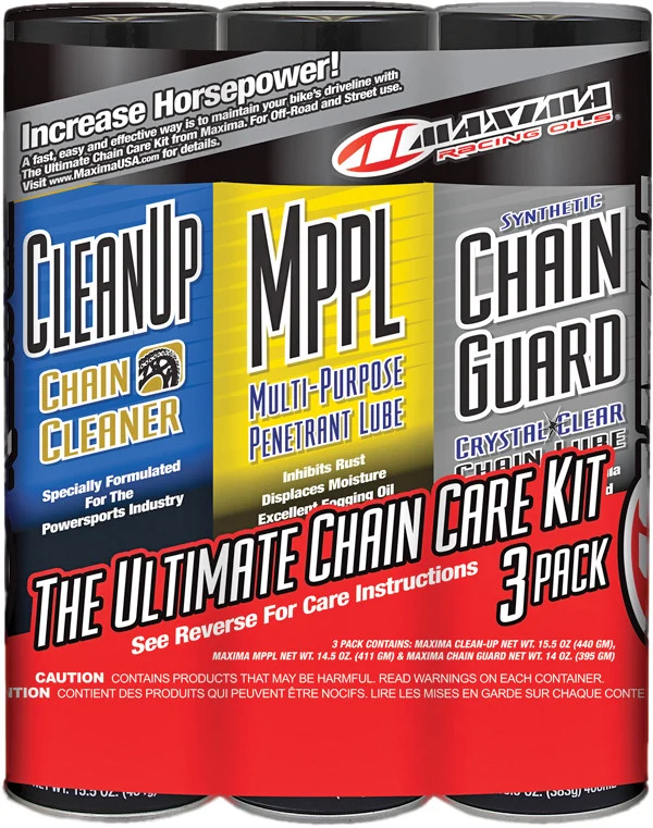 Maxima Ultimate Chain Guard Care Kit | 3-Step Chain Cleaning & Protection System | For E-Motos, Sur Ron, Talaria, ERP, and More