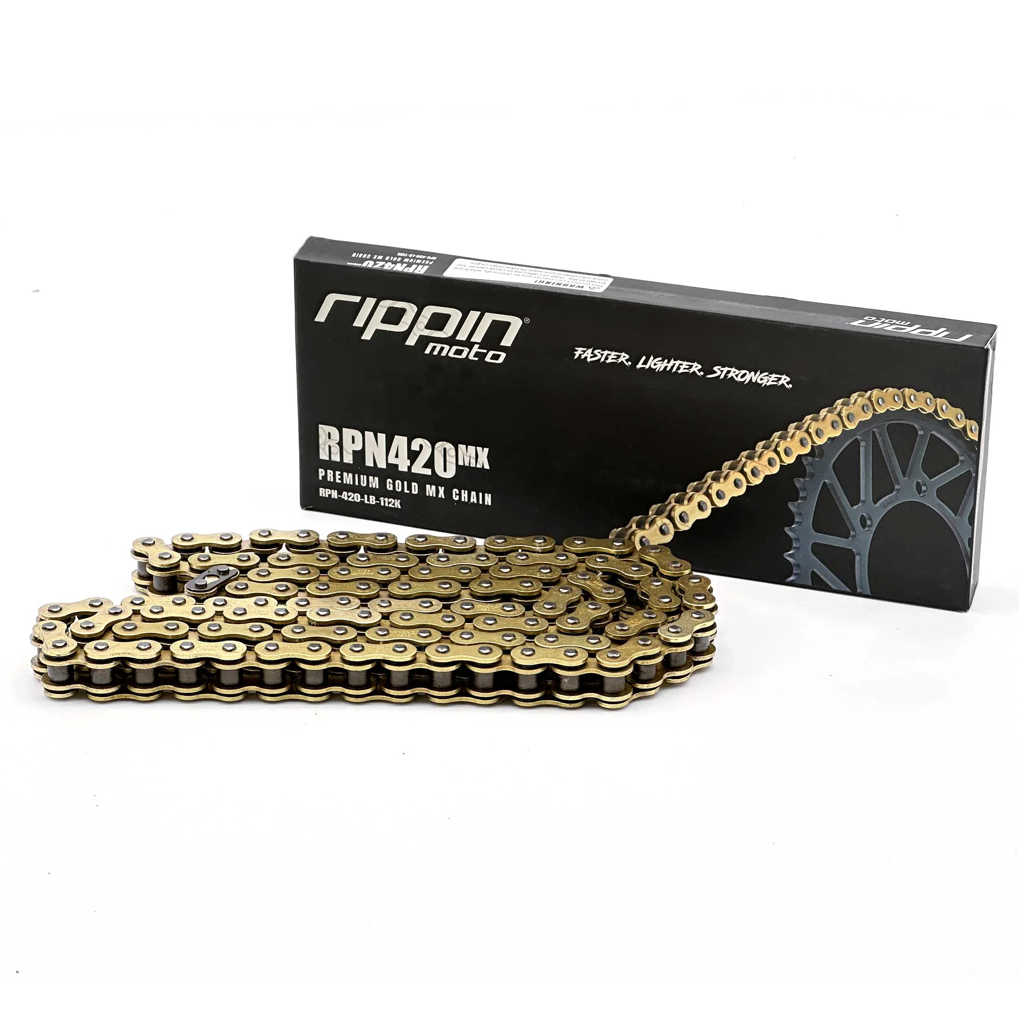 Rippin Moto RPN420MX 106-120 link Premium Gold MX O-Ring Chain for Eride pro, Surron Light Bee X, Talaria Sting and more